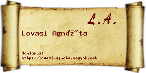 Lovasi Agnéta névjegykártya